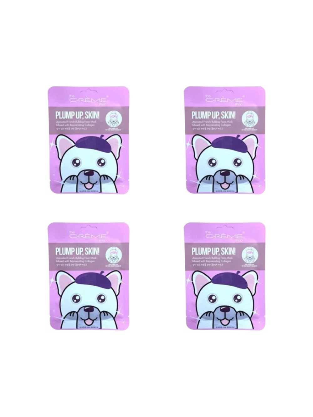 The Crème Shop Plump Up, Skin! Animated French Bulldog Facial Mask - Set of 4